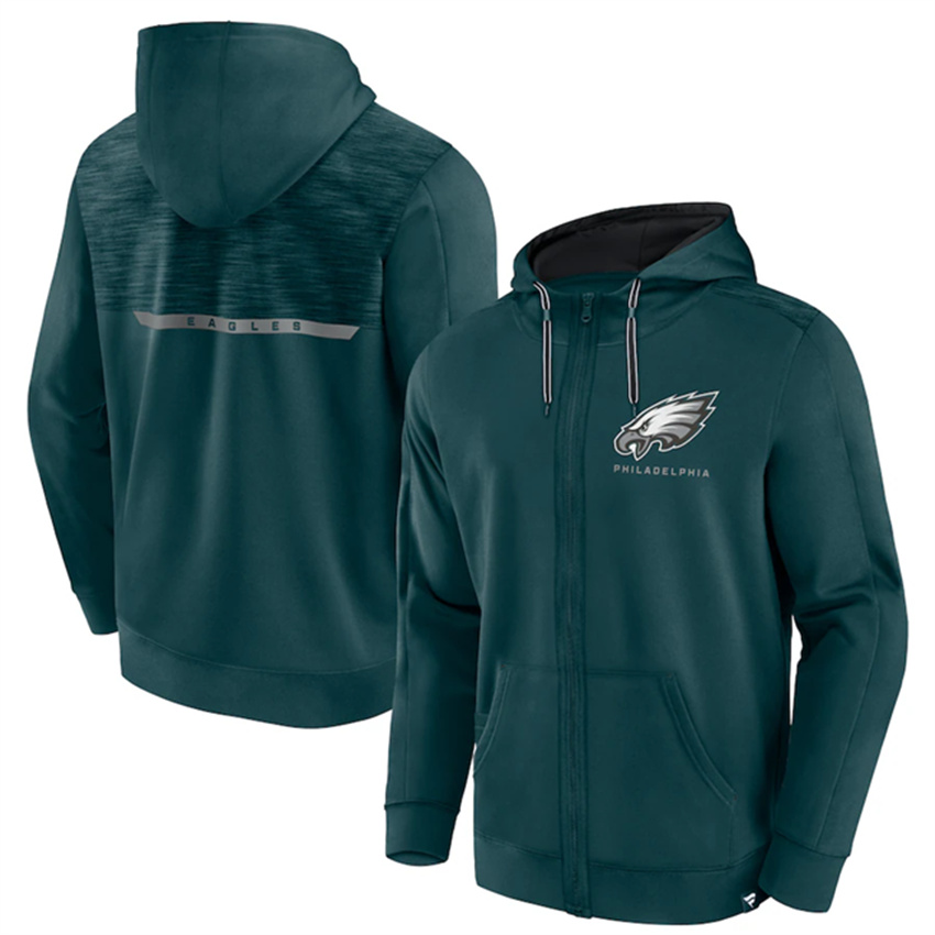Men's Green Philadelphia Eagles Defender Evo Full-Zip Hoodie